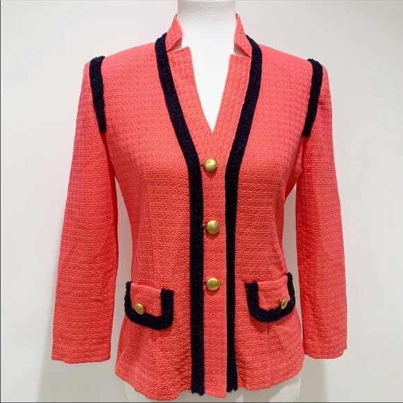 Misook Jackets & Blazers - Misook coral gold buttons knit blazer jacket XSP